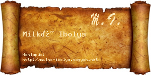 Milkó Ibolya névjegykártya